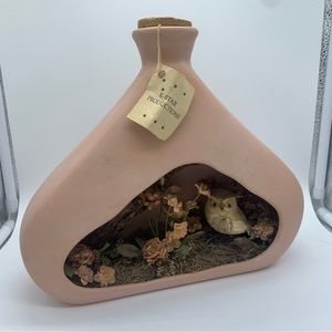 K-Star Productions Owl Wood Whimsical Pink Shadow Box Jar Handmade